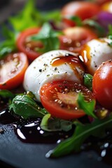 Wall Mural - Plate of Food with Tomatoes and Mozzarella,