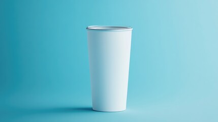 Poster - White tumbler mockup against a soft blue backdrop