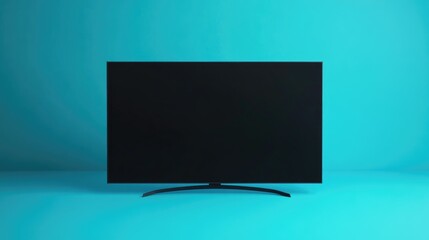 Flat or curved television screen background designed for a video streaming service or electronics ad featuring a wide banner mockup of a blank black display