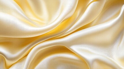 Poster - Elegant background featuring soft wavy folds in pale yellow silk satin Ideal for banners and promotional materials
