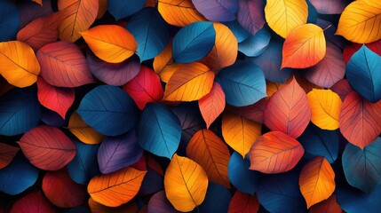 Poster - Vibrant and attractive backdrop featuring an array of fallen leaves