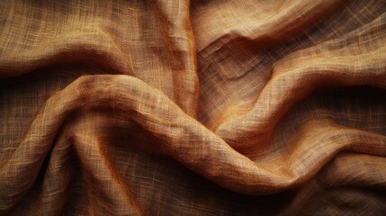Poster - Caramel brown natural cotton and linen fabric texture backdrop for a wide banner design
