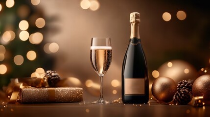 Elegant champagne celebration with festive decorations