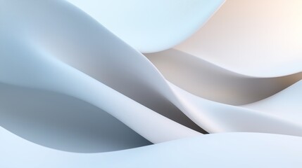 Poster - Softly undulating waves of pale blue and white forms creating a serene abstract composition in a minimalistic style