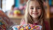 © NeuralNiche - Young girl enjoying candies with a focus on depth of field
