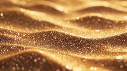 Aufkleber - Gold glitter sand background featuring lines and waves showcasing a wavy shimmering texture in golden hues