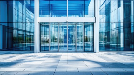 Poster - Contemporary glass entrance of a corporate building