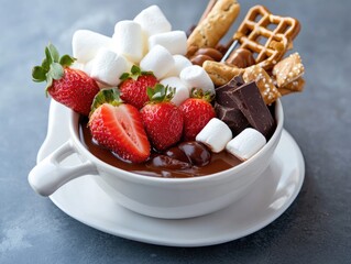 Delicious Chocolate Fondue with Fresh Fruits and Treats