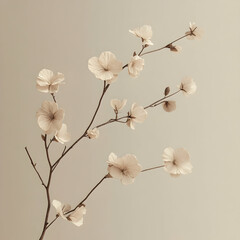 Fototapete - Elegant Logo Design Featuring a Soft Flowing Floral Branch with Simple Aesthetic Elements