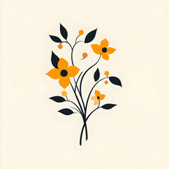 Fototapete - Abstract Floral Logo Design Featuring Geometric Branch Elements in Modern Aesthetic