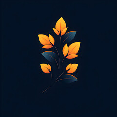 Fototapete - Elegant Logo Design Featuring a Single Stylized Floral Branch on a Soft Background