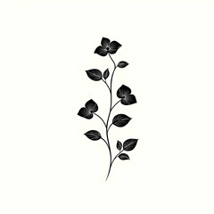 Fototapete - Minimalist Logo Design Featuring a Vertical Floral Branch with Subtle Elegance