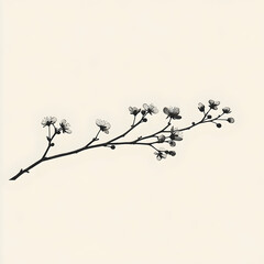 Fototapete - Minimalist Logo Design Featuring a Horizontal Floral Branch with Delicate Details
