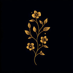 Fototapete - Modern Logo Design Featuring a Straight Floral Branch in Minimalist Style