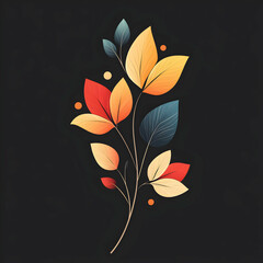 Fototapete - Modern Logo Featuring Abstract Floral Branch Design with Elegant Curves and Soft Colors