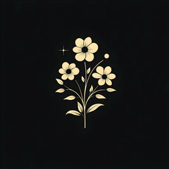 Poster - Simple Logo Design Featuring a Floral Branch at the Bottom, Ideal for Branding and Marketing Purposes