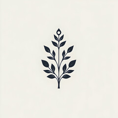 Fototapete - Simple Logo Design Featuring a Floral Branch Element at the Bottom