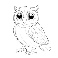 Wall Mural - Drawing of an owl in one line. Animal sketch in continuous lines