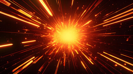 Poster - Bright explosion of light with abstract rays in vibrant colors, resembling a festive firework display in a cosmic night sky