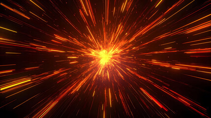 Poster - Bright explosion of light with abstract rays in vibrant colors, resembling a festive firework display in a cosmic night sky