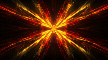 Poster - Bright explosion of light with abstract rays in vibrant colors, resembling a festive firework display in a cosmic night sky