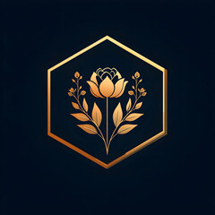 Fototapete - Stylish Hexagonal Logo Design Featuring Clean Lines and Delicate Aesthetic on a Minimal Background