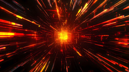 Poster - Bright explosion of light with abstract rays in vibrant colors, resembling a festive firework display in a cosmic night sky
