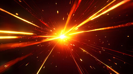 Poster - Bright explosion of light with abstract rays in vibrant colors, resembling a festive firework display in a cosmic night sky