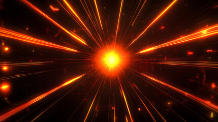 Poster - Bright explosion of light with abstract rays in vibrant colors, resembling a festive firework display in a cosmic night sky