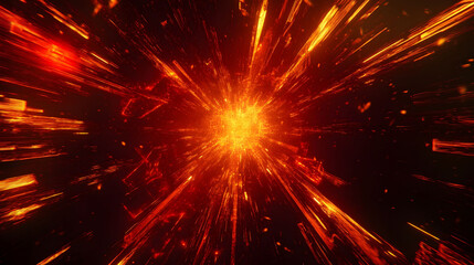 Poster - Bright explosion of light with abstract rays in vibrant colors, resembling a festive firework display in a cosmic night sky