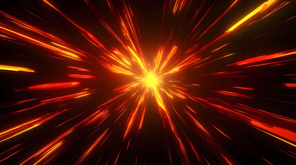 Poster - Bright explosion of light with abstract rays in vibrant colors, resembling a festive firework display in a cosmic night sky