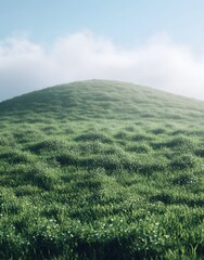 A serene grassy hill under a cloudy sky, evoking tranquility and nature's beauty.