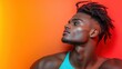 © JoxyAimages - A dashing young man with a stylish hairstyle poses against a vivid gradient backdrop, exemplifying modern fashion trends and self-assured confidence in youth.