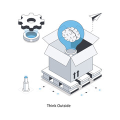 Wall Mural - Think Outside Isometric stock illustration. EPS File stock illustration