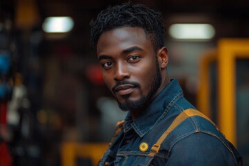 Portrait of a confident young man in denim jacket looking at camera