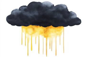 Wall Mural - a dark, ominous cloud with a golden rain effect, perfect for conveying themes of change, stormy weat