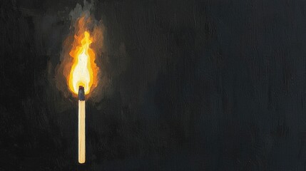 Poster - A striking matchstick igniting against a dark background, symbolizing light, fire, and inspiration in a minimalist style.