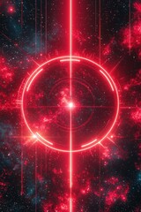 Poster - Vibrant cosmic scene with a glowing red circle, set against a backdrop of stunning stars and nebulae, perfect for futuristic and sci-fi themes.