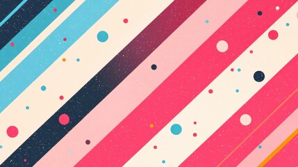 Poster - A vibrant abstract composition featuring diagonal stripes and colorful circles, creating a dynamic and energetic visual for creative projects.