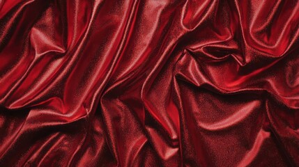 Poster - Luxurious red satin fabric draped elegantly, showcasing rich texture and deep color, perfect for fashion or interior design projects.