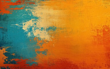 Poster - Vibrant abstract texture featuring blended orange and blue hues, perfect for backgrounds or artistic projects.