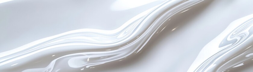 Poster - A smooth, flowing surface of white paint creates an elegant and serene texture, perfect for backgrounds or abstract designs.