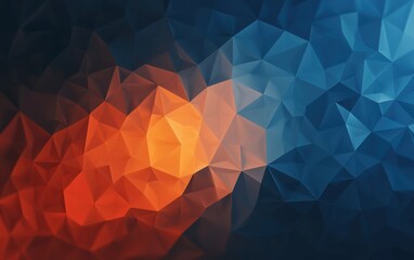 Poster - A vibrant abstract polygonal background blending warm orange and cool blue tones, perfect for modern design projects and creative inspirations.