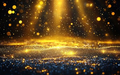 Poster - shimmering golden lights and sparkling particles create an enchanting atmosphere, perfect for backgr