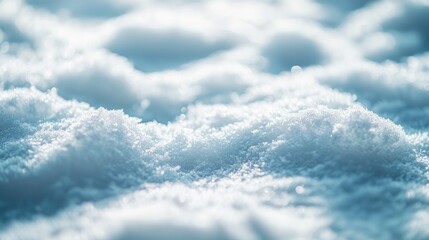 Poster - Close up macro image of snow Textured surface in a cold and bright ambiance featuring a blurred and out of focus effect