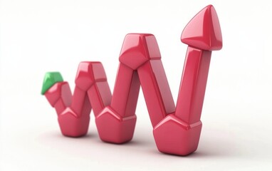 Poster - A dynamic  illustration of a red upward trending graph, symbolizing financial growth, success, and market analysis in a modern design.