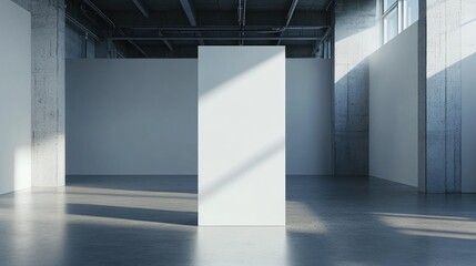 Poster - Blank white vertical advertising banner mockup for display in retail environments or exhibitions