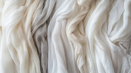 Aufkleber - Collection of gracefully flowing white fabrics on display