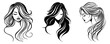 © Tollaru - Set of 3 Hairstyles Logo Silhouettes. Flat Vector Illustration