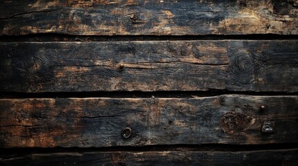 Poster - Worn weathered dark wood with a grunge texture for a rustic background